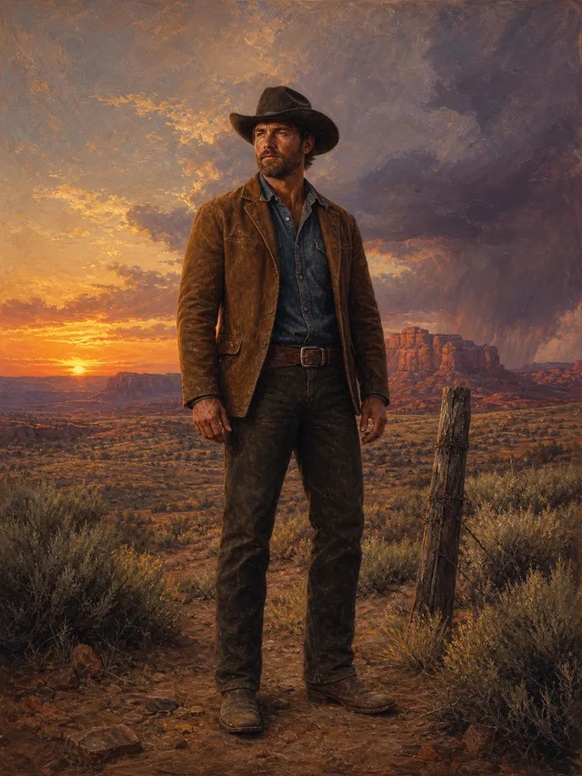 Desert Sunset Cowboy