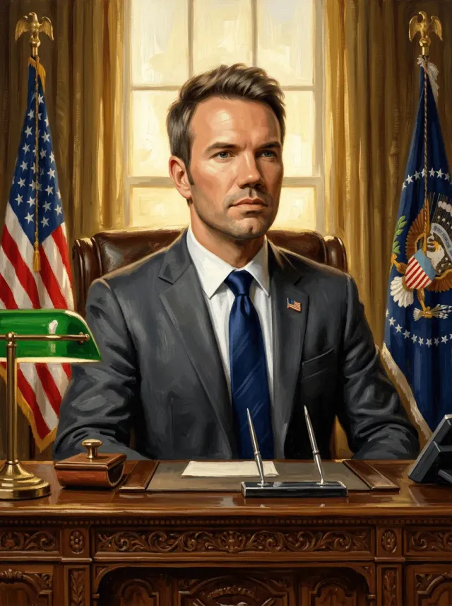 Oil Portrait Executive Oval Office Desk